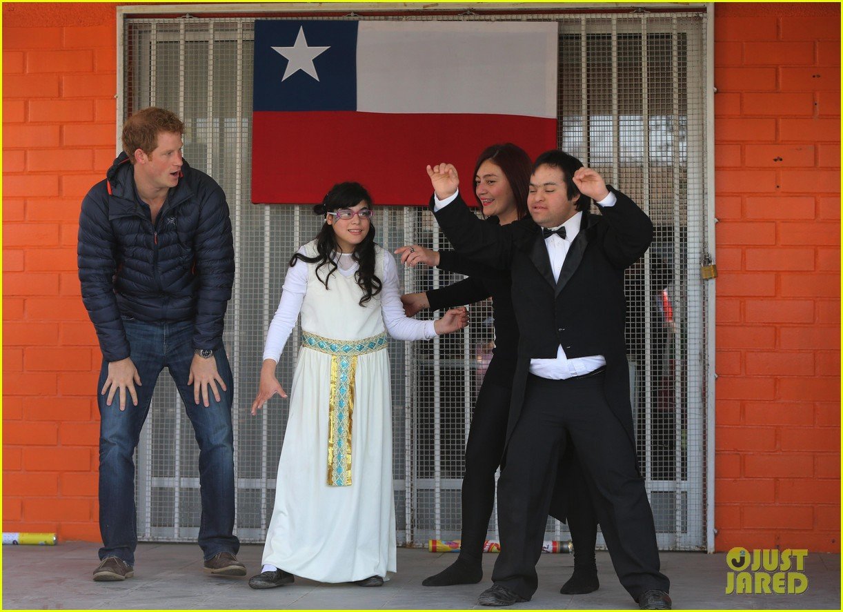prince harry busts a move children chile visit 19