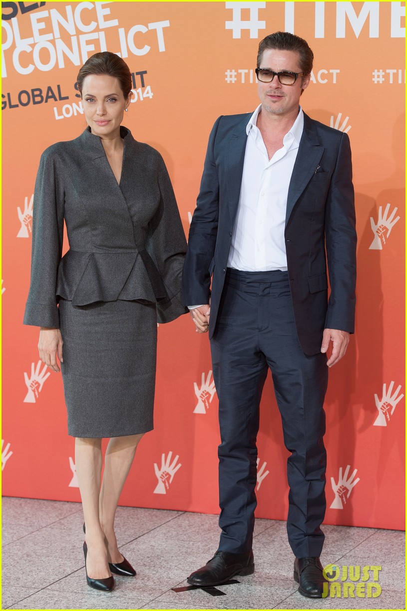 angelina jolie brad pitt keep hand in hand at the global summit end sexual violence 083134586