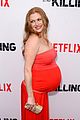 mireille enos shows off her baby bump at premiere of the killing 12