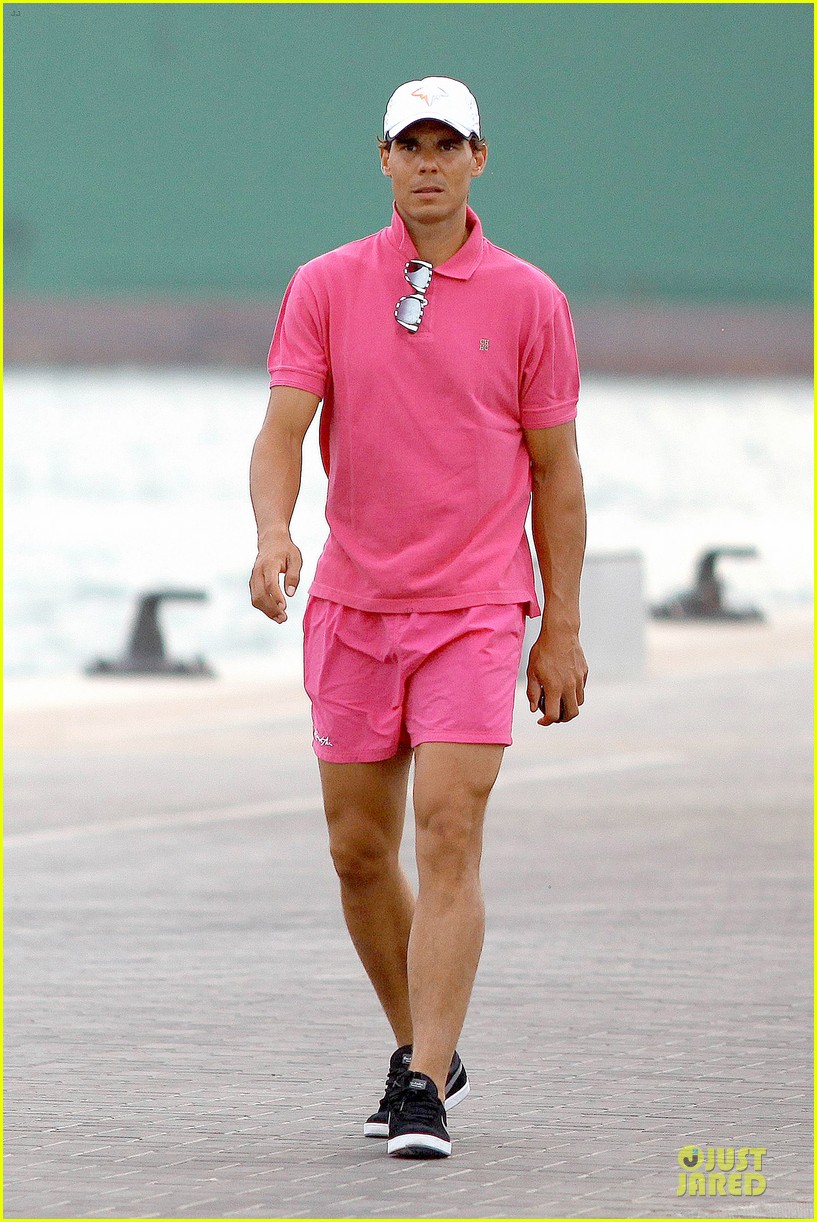 rafael nadal confident shirtless pink during ibiza vacation 013151336
