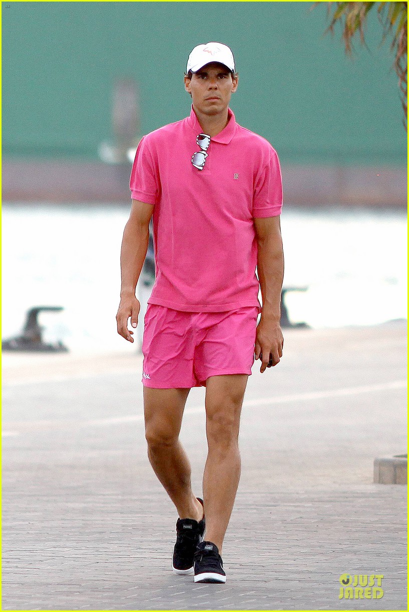 rafael nadal confident shirtless pink during ibiza vacation 163151351