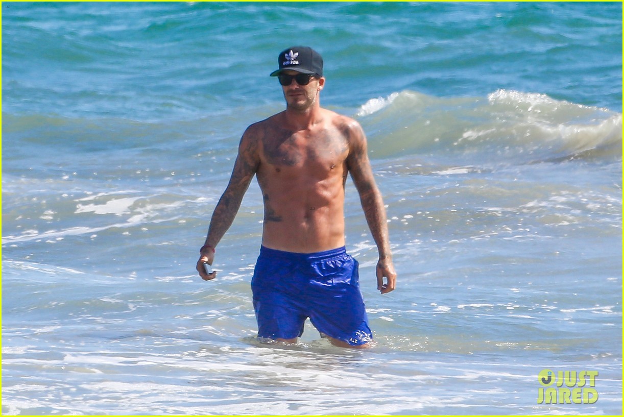 shirtless david beckham shows off his amazing body for malibu beach dip 103176210