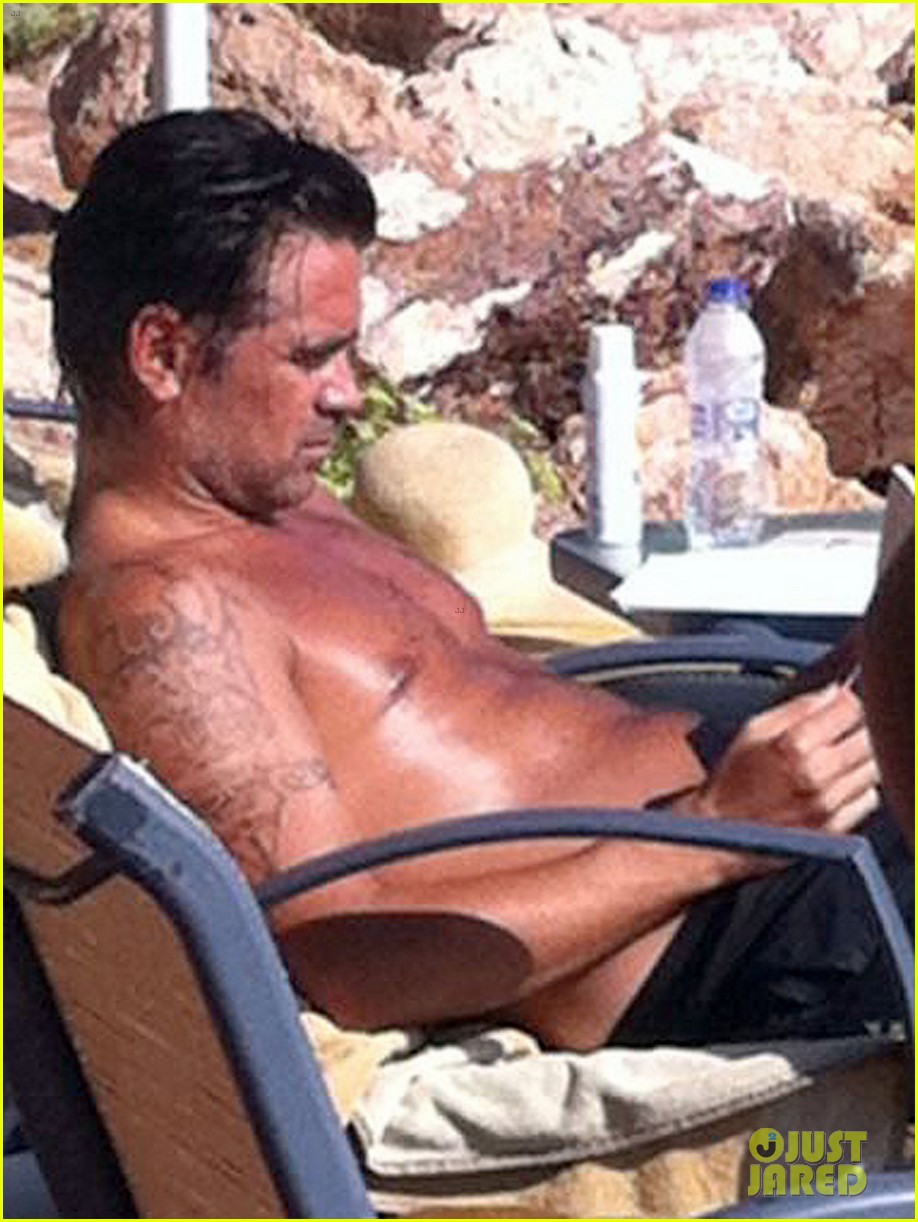 colin farrell goes shirtless soaks up the sun 053190740