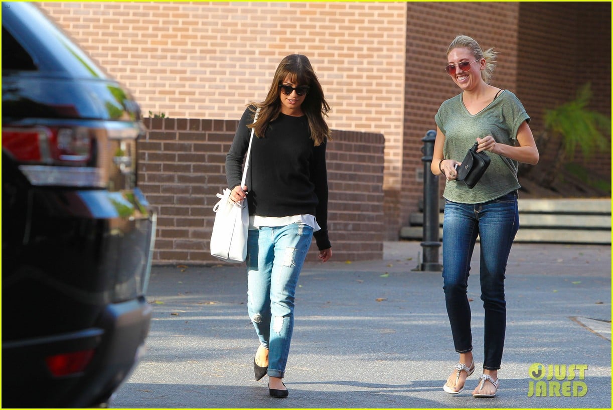lea michele drops by police station before soa 30