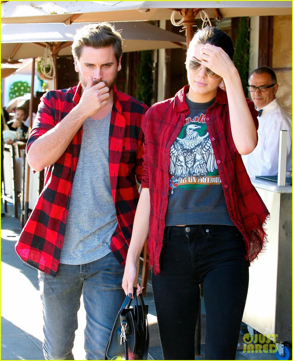 kendall jenner scott disick match in red flannel shirts 043249852