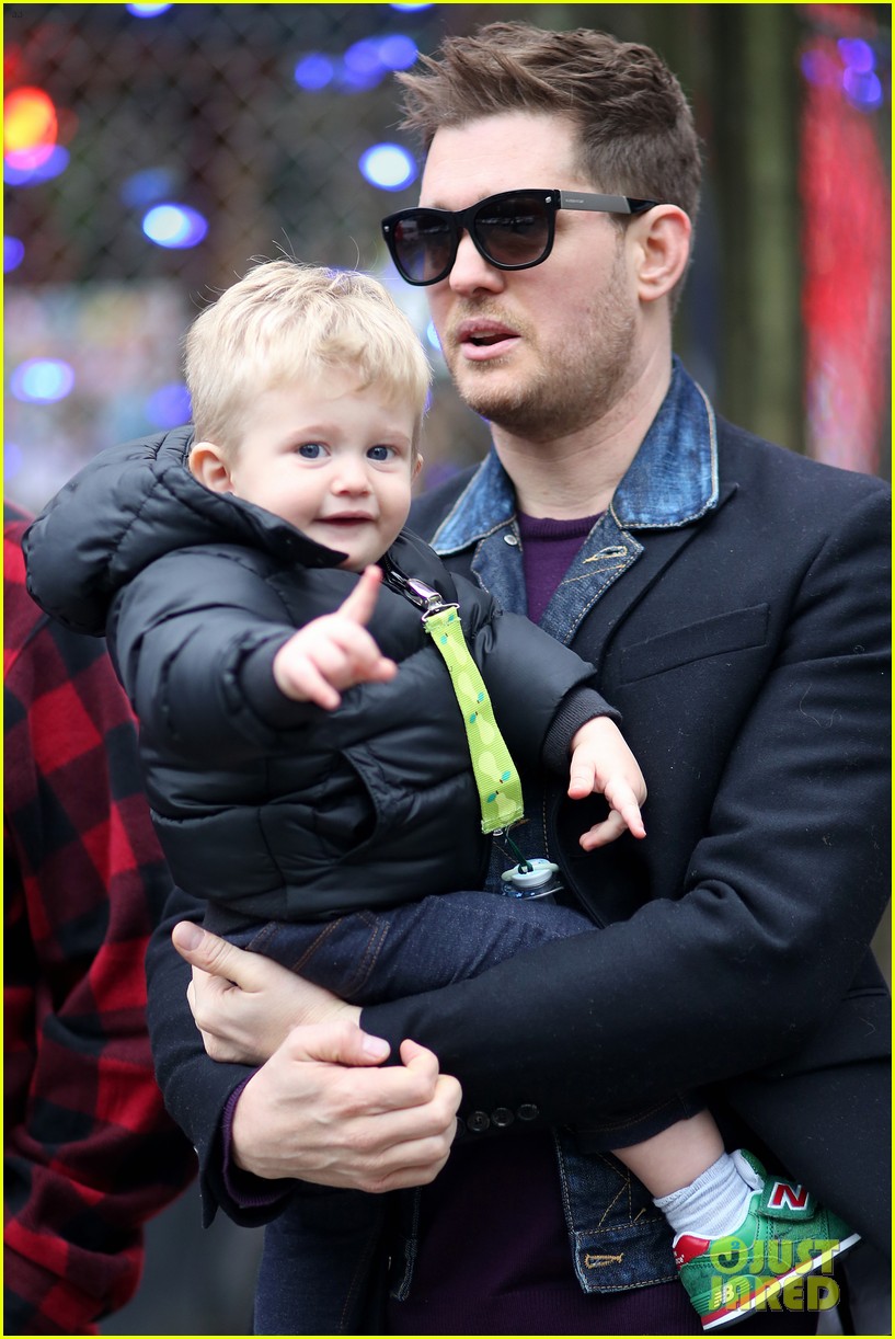 Michael Buble Takes His Son Noah to a Christmas Theme Park! Photo