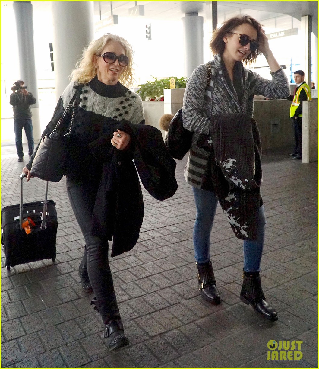 lily collins mom jill jet out for holiday 093265705