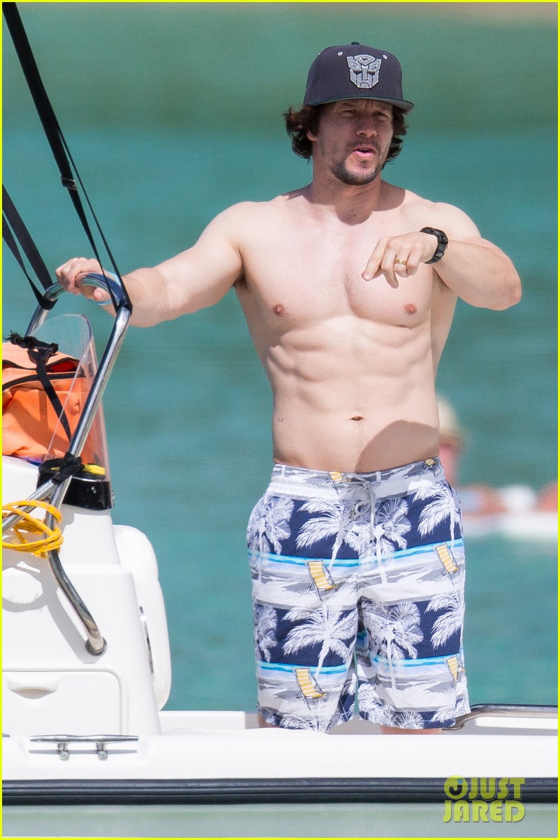mark wahlberg shows off ripped shirtless body in barbados 303268521