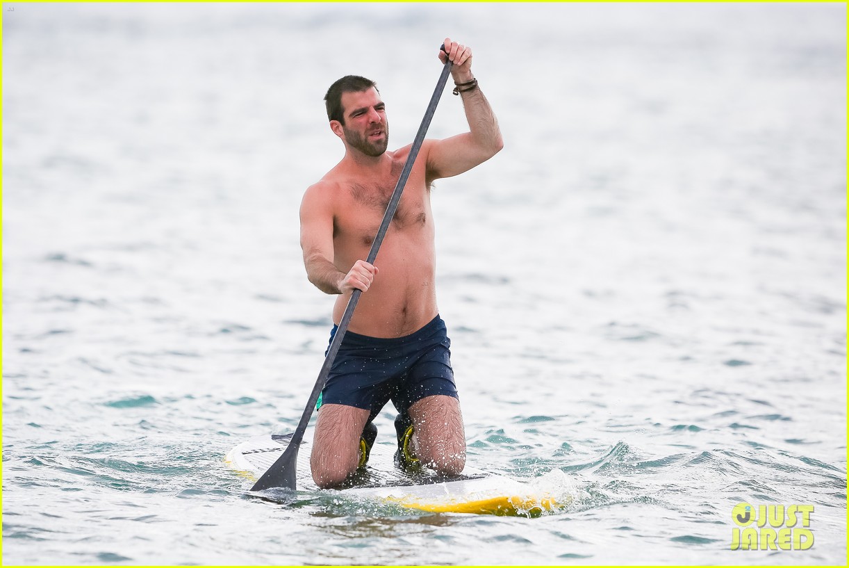 zachary quinto model boyfriend miles mcmillan paddleboard shirtless in hawaii 20