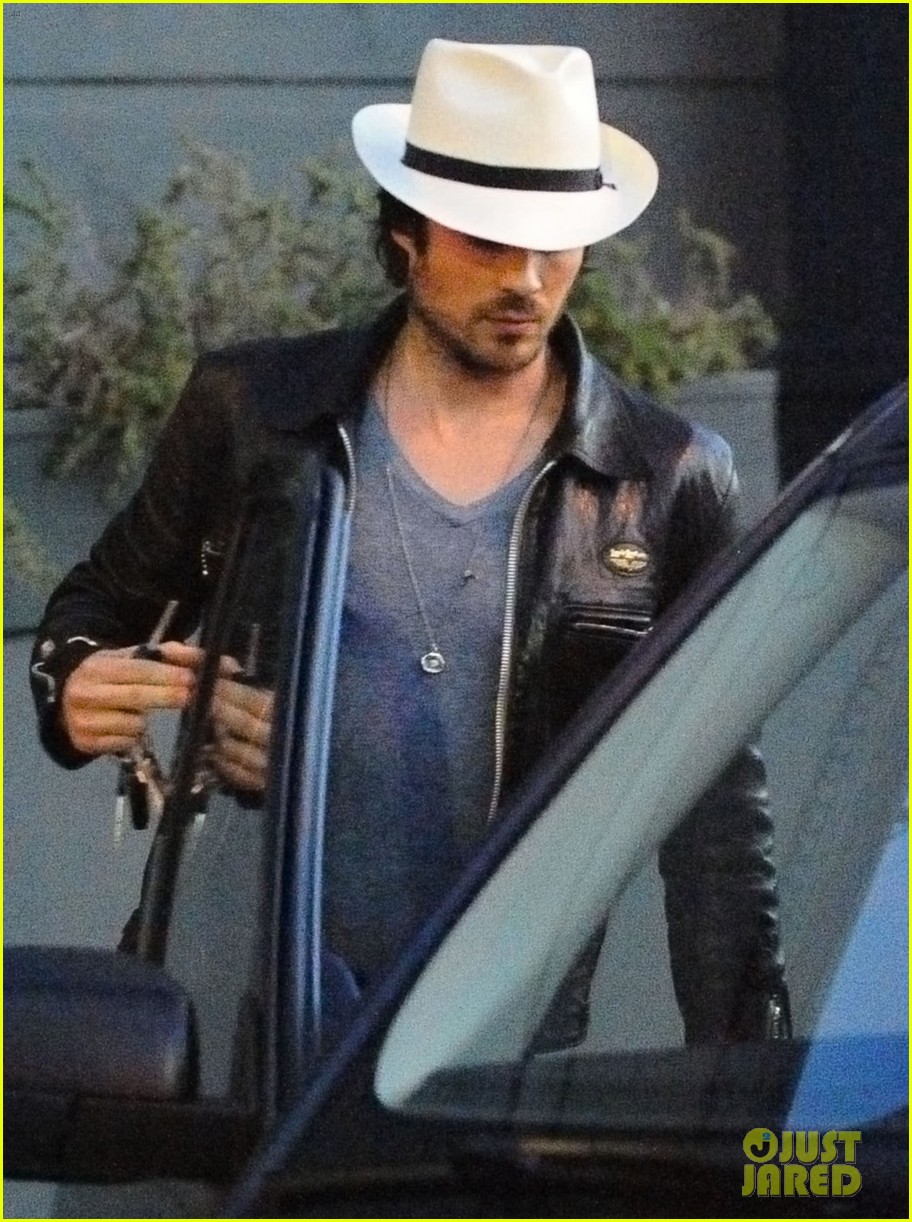 ian somerhalder nikki reed cover up with hats at lunch 043273822