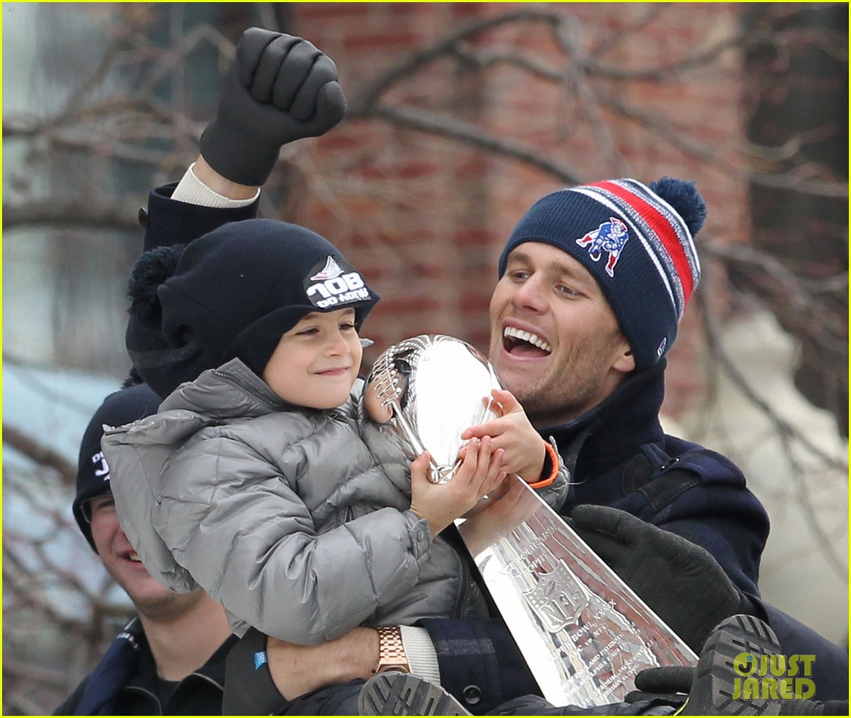 Tom Brady & His Son Benjamin Celebrate Patriots Victory at Super Bowl