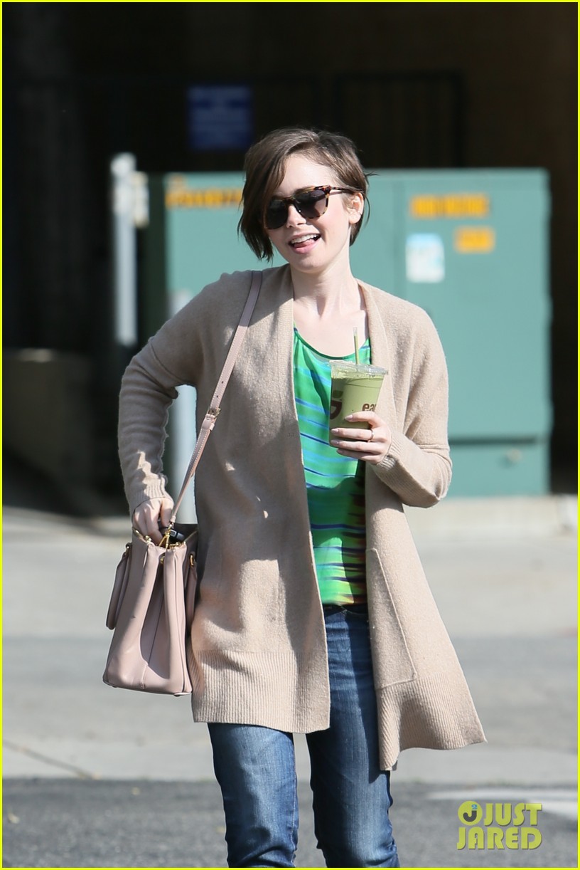 lily collins shows pixie cut mom fashion inspiration 063315638