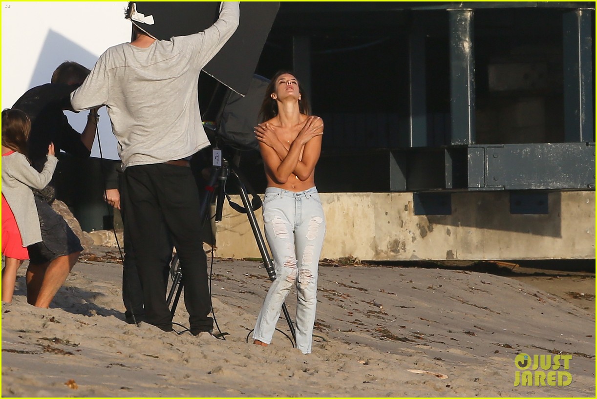 alessandra ambrosio goes topless for beach photo shoot 16
