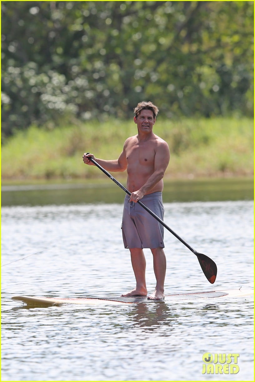 josh brolin goes shirtless for paddleboarding fun in hawaii 143328170