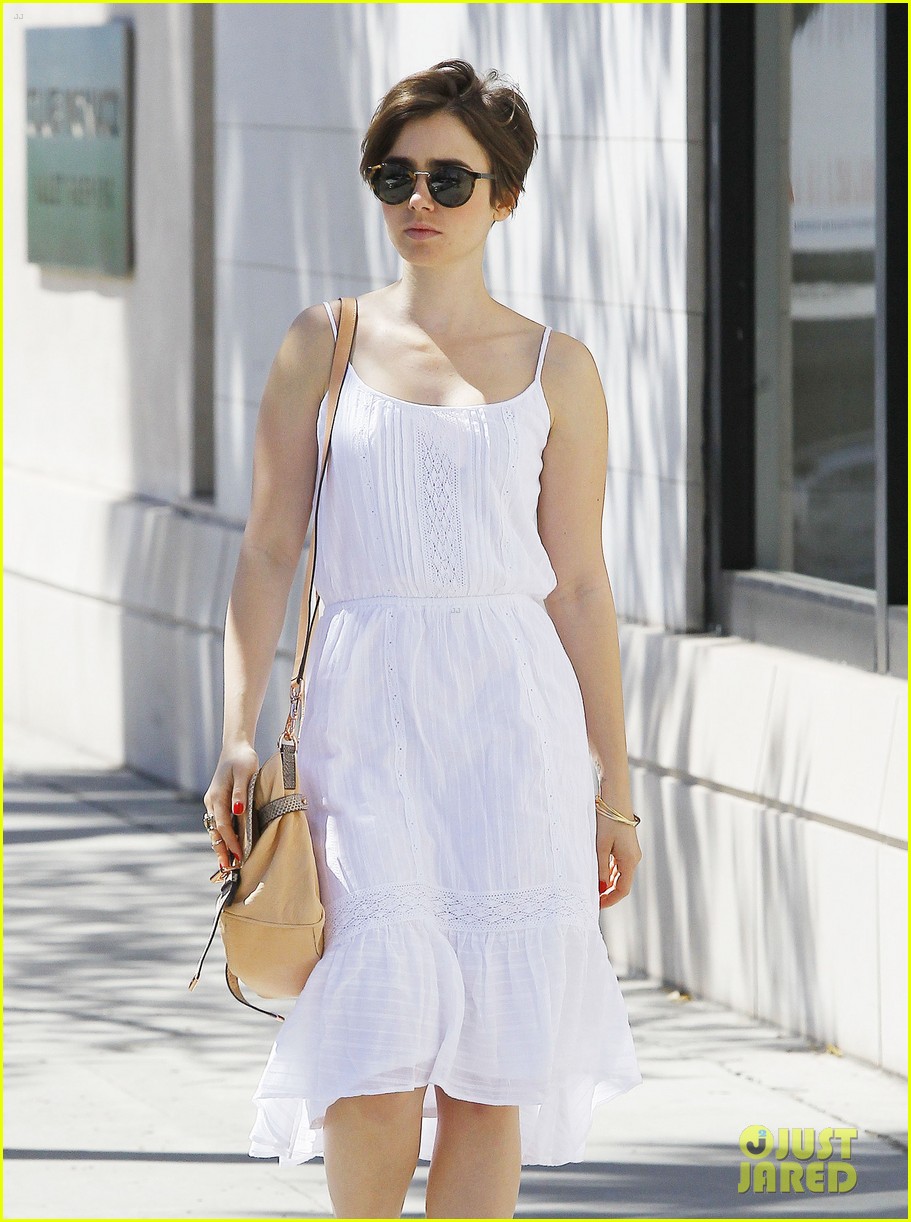 lily collins sundress thanks fans bday book 033334178