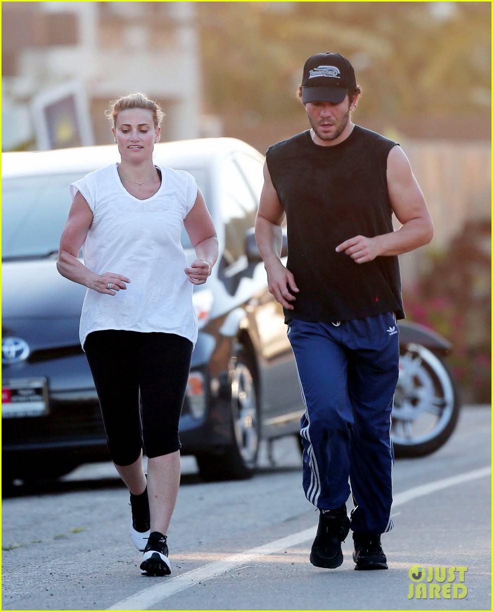 idina menzel takes a jog with guy friend 04
