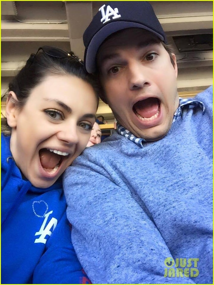Ashton Kutcher & Mila Kunis Snap a Cute Selfie at Dodgers Opening Day(00)