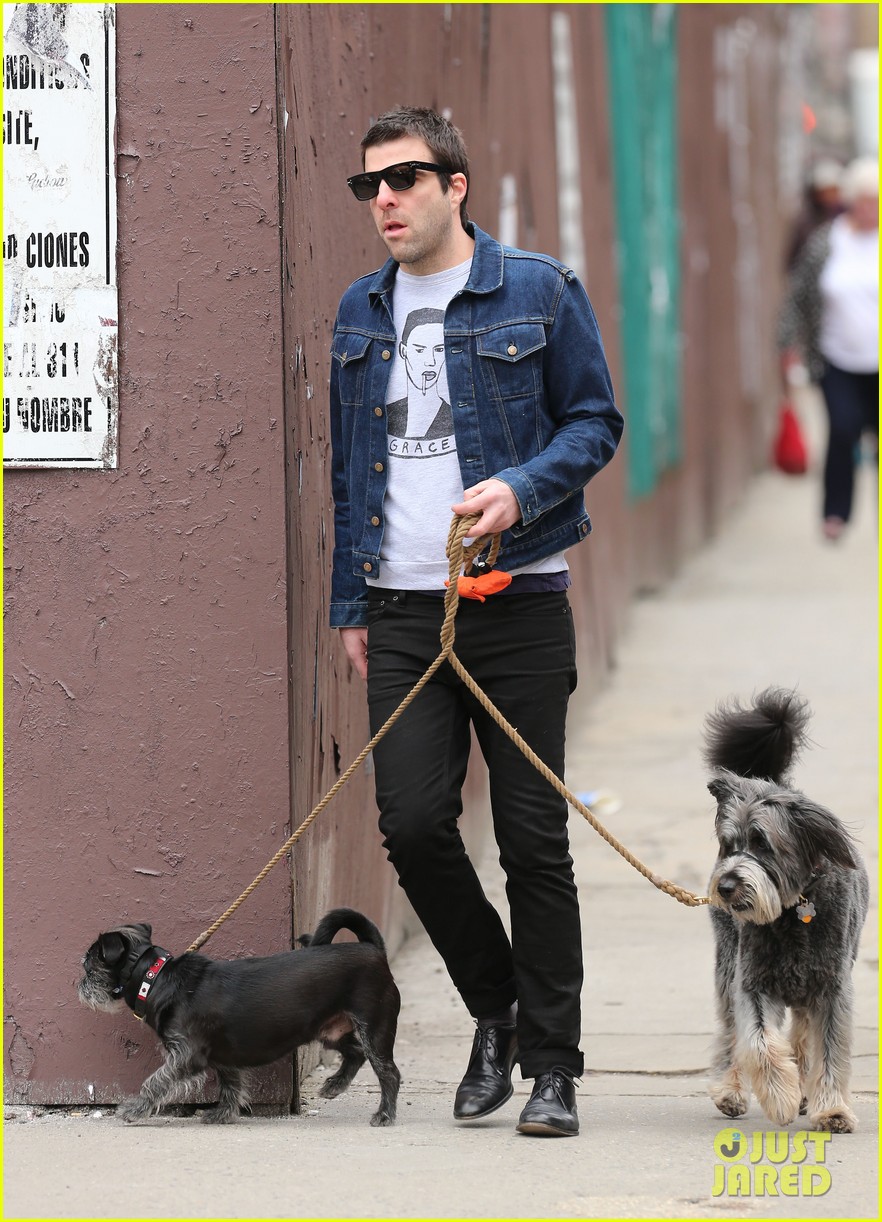 zachary quinto goes for a walk with his dogs 10