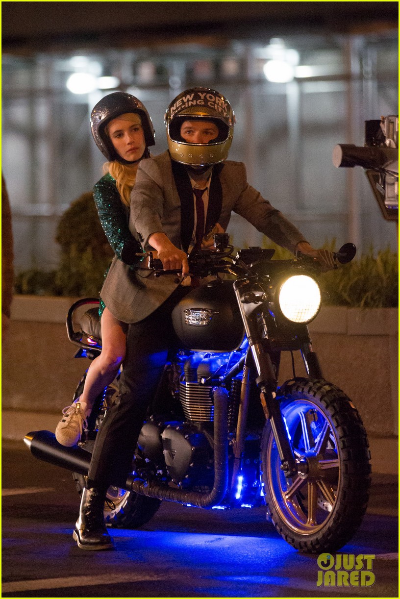 emma roberts has nerve to take motorcycle ride 183349105