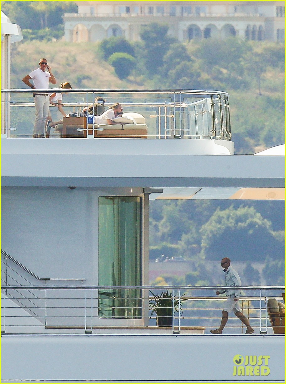 leonardo dicaprio spends another day on his yacht in cannes 093376263