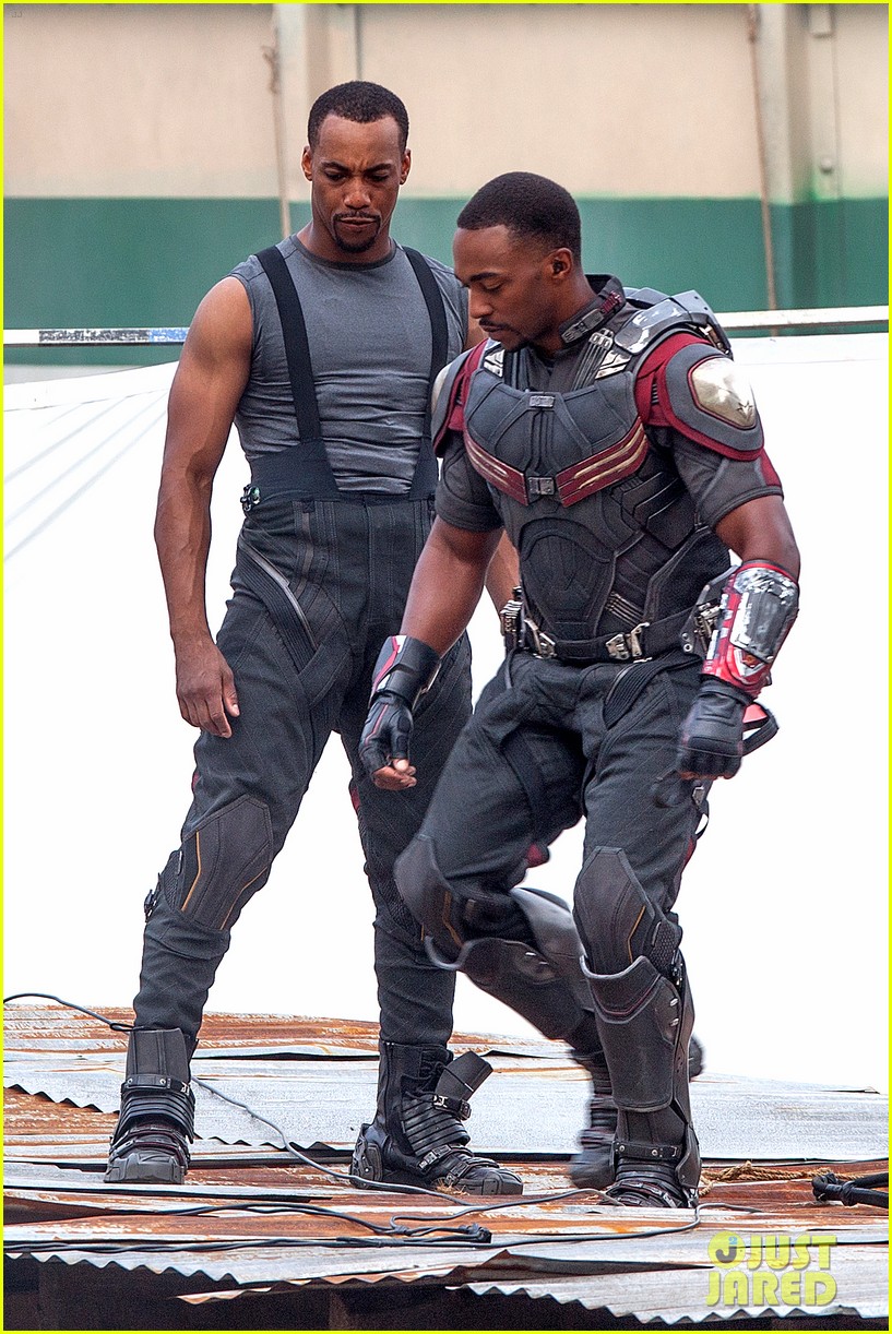 chris evans anthony mackie get to action captain america civil war 183370446