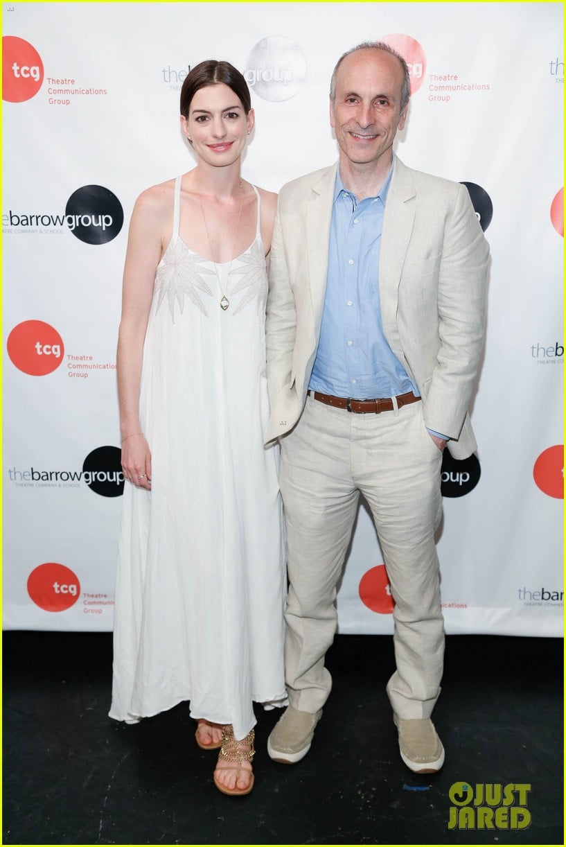 anne hathaway supports seth barrish at an actors companion book release party 01