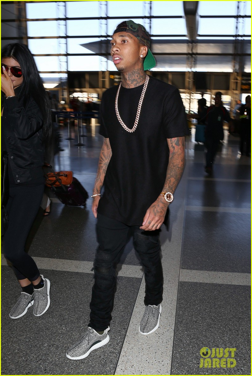 kylie jenner tyga wear matching black at lax airport 413400210
