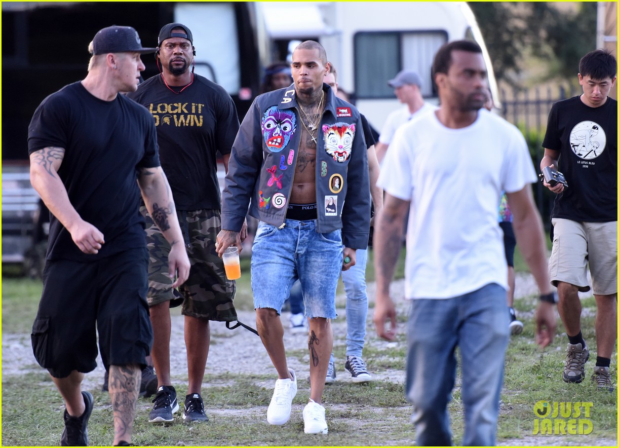 chris brown goes shirtless for new music video shoot 213451500