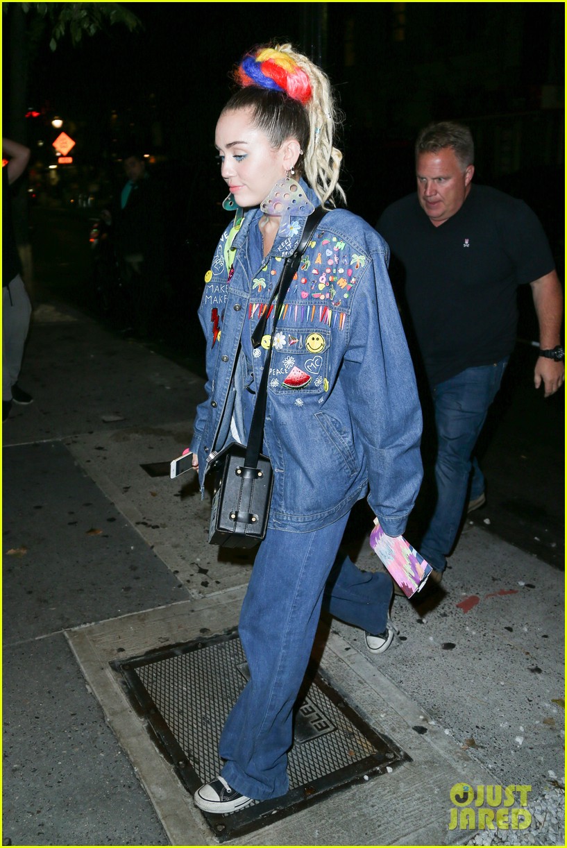 miley cyrus does double denim after snl rehearsal 143474044