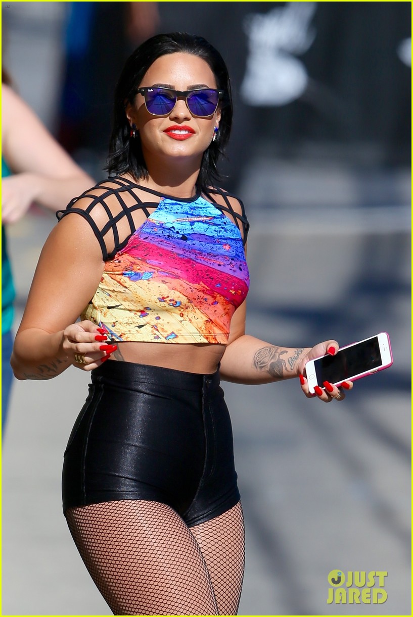 demi lovato performs cool for the summer neon lights on jimmy kimmel live 233450391