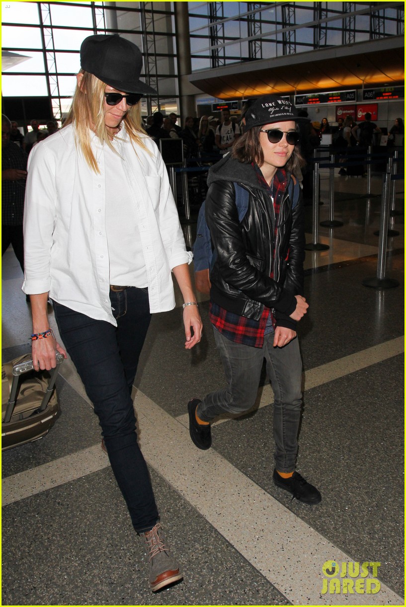 ellen page spotted at airport with girlfriend 083484331
