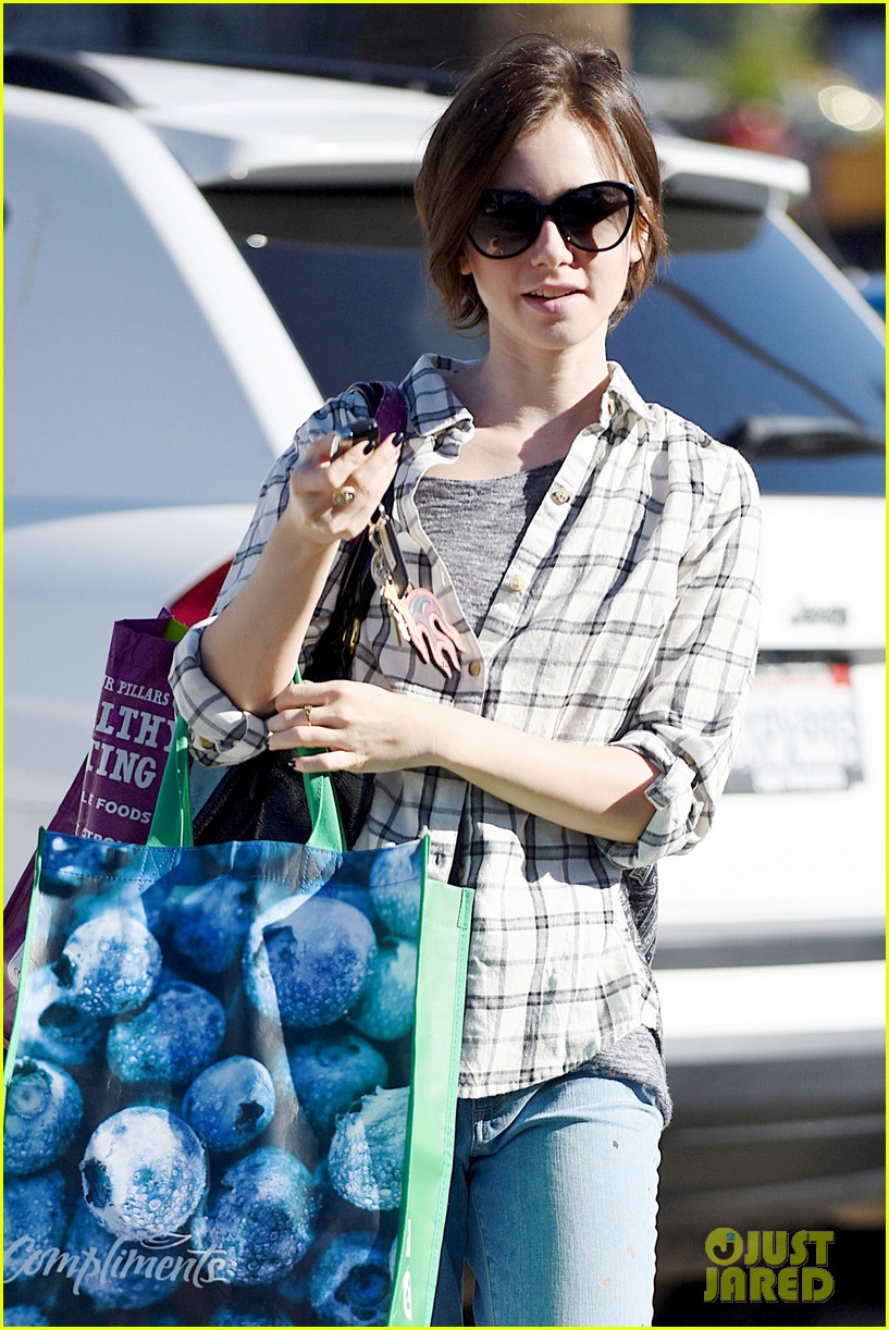 lily collins grabs groceries and her cleaners 013517929