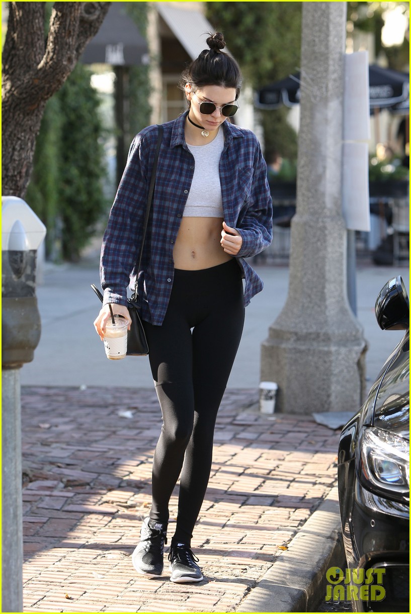 kendall jenner bares midriff in two outfits during one day 143513678