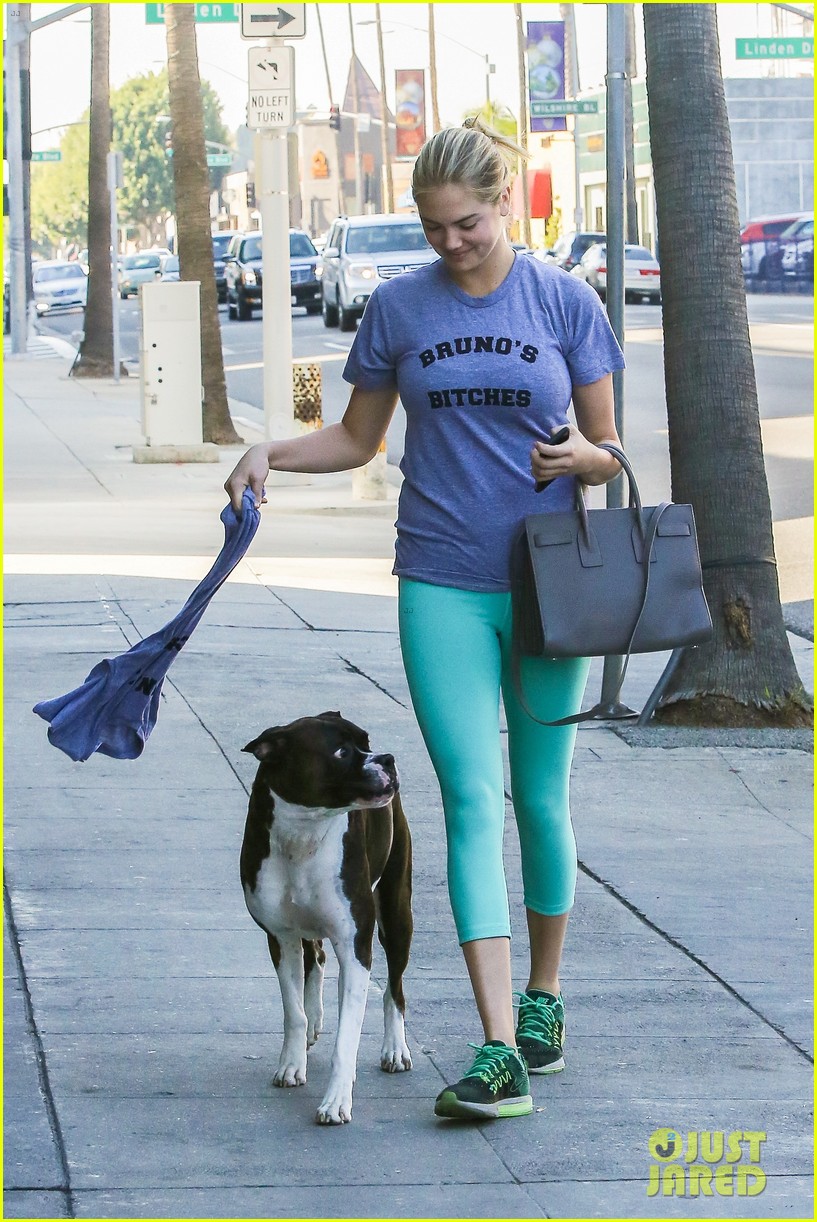 kate upton goes for a walk with pup harley 15