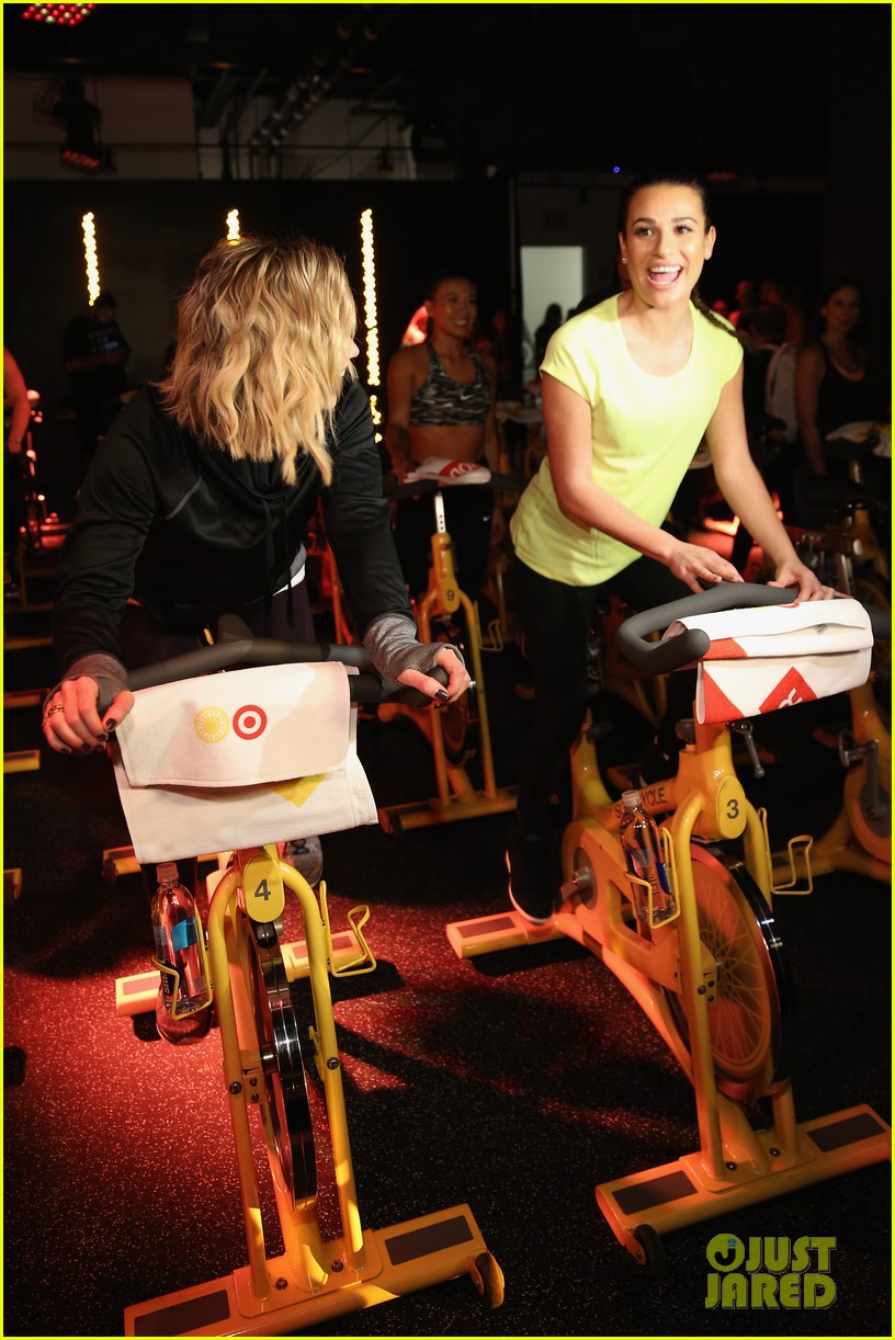 Hilary Duff & Lea Michele Take SoulCycle Class Together At Target Event