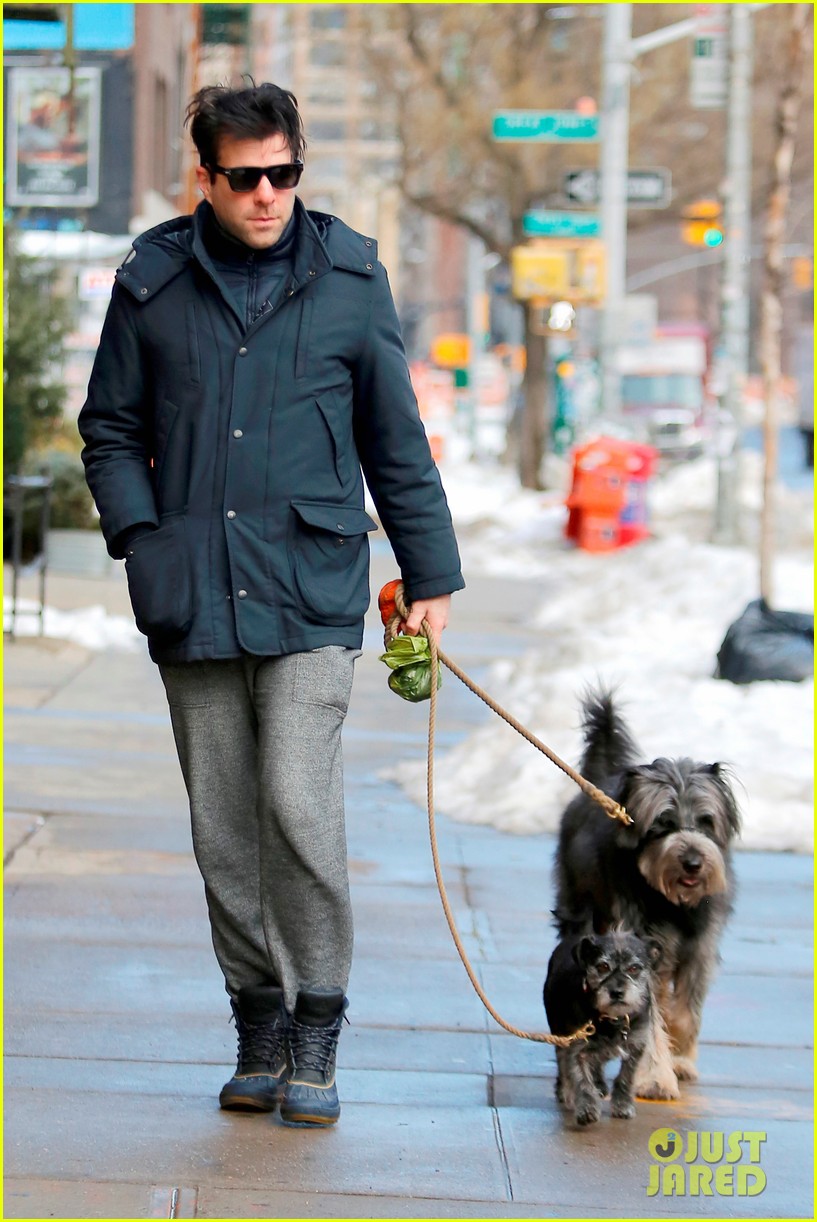 zach quinto picks up his dogs poop in nyc 083562995