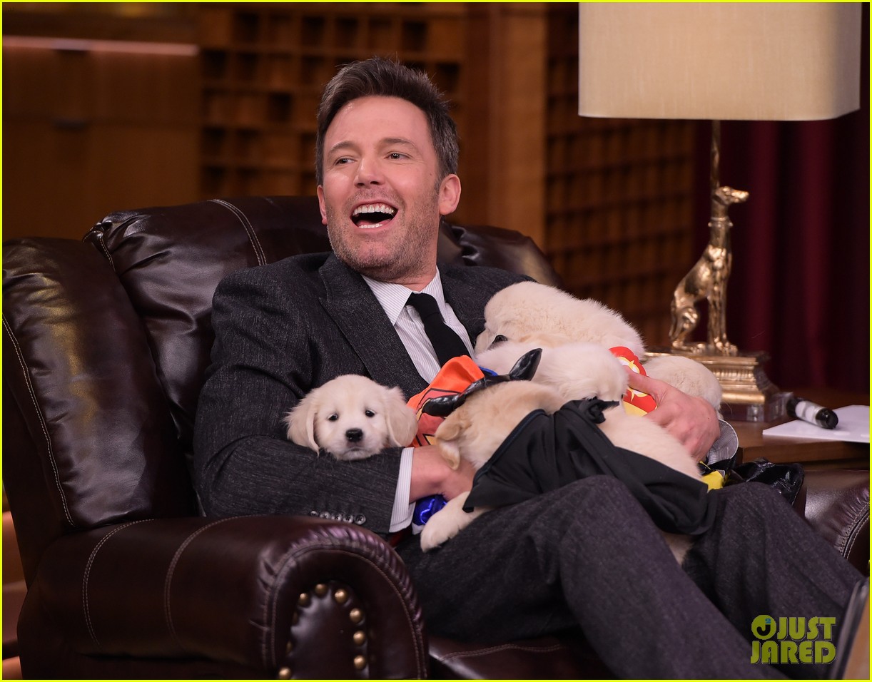 Ben Affleck Cuddles with Superhero Puppies on 'Fallon' Photo 3613860