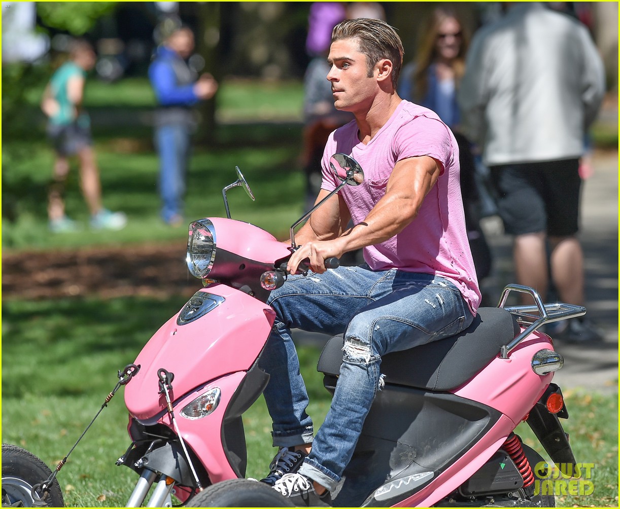 zac efron the rock film baywatch on a scooter 433612560
