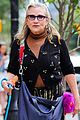 carrey fisher takes her bulldog for a walk around nyc 01
