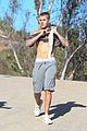 justin bieber ditches hist shirt while on a run00518mytext