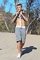 justin bieber ditches hist shirt while on a run00819mytext