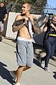 justin bieber ditches hist shirt while on a run03516mytext