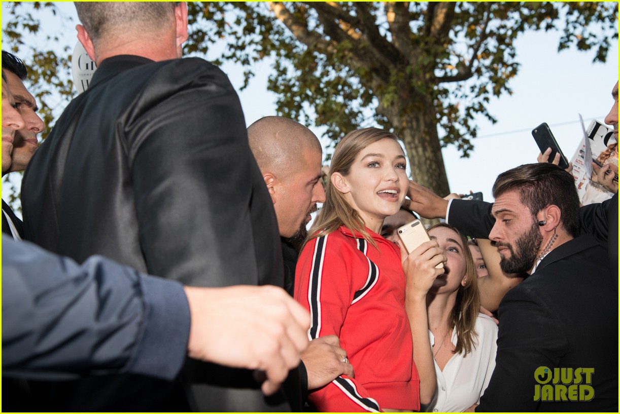 gigi hadid steps out for tommyxgigi launch event in milan 203769086