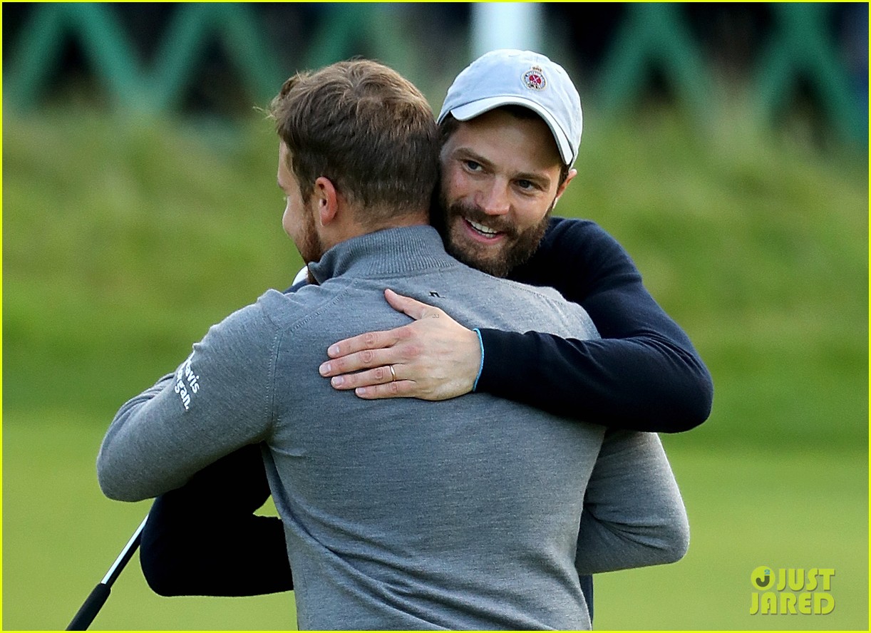 jamie dornan wears colorful socks for another day of golf 023782093