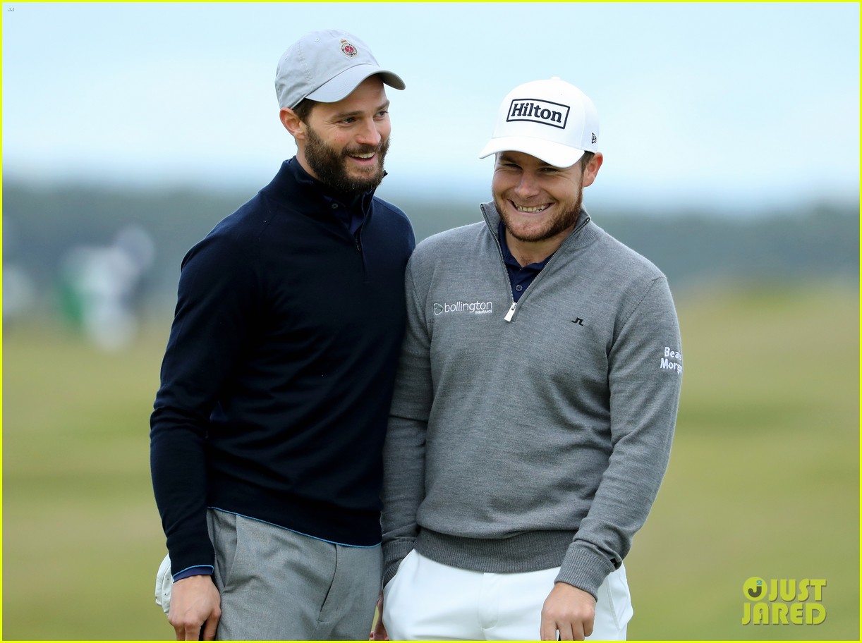 jamie dornan wears colorful socks for another day of golf 133782104