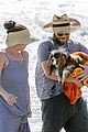 seth rogen and wife lauren miller take their dog for a dip in the ocean 05