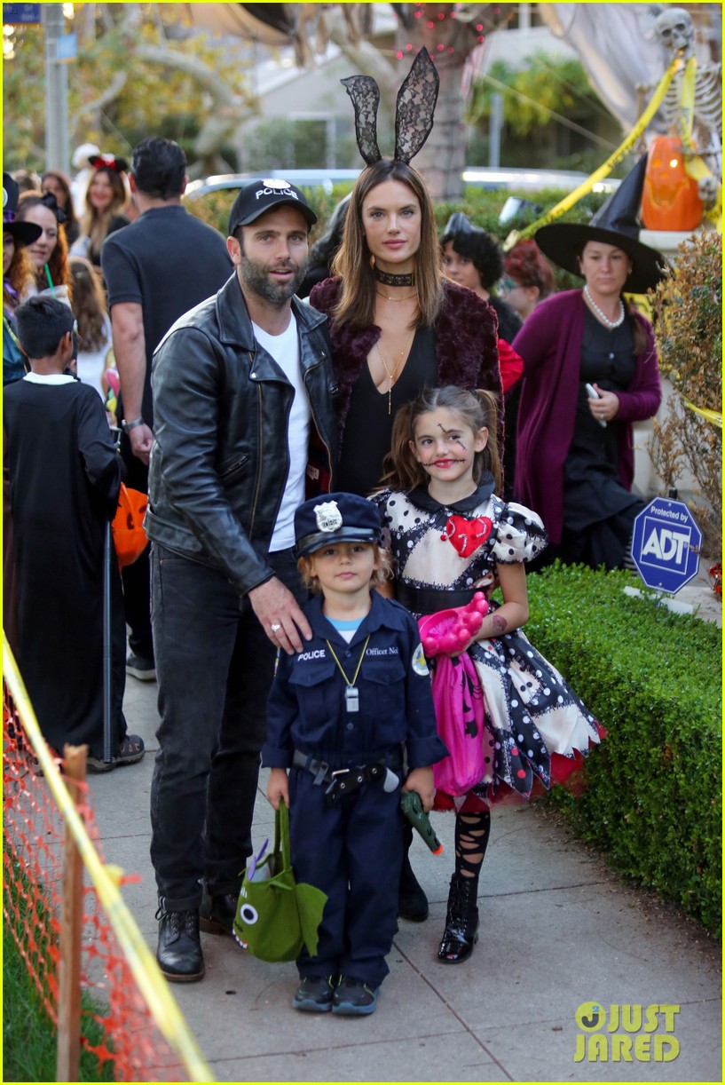 alessandra ambrosio wears bunny ears while trick or treating 073799653