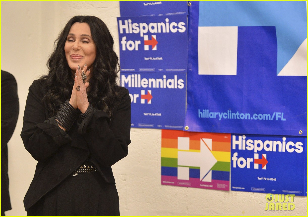 cher campaigns for hillary clinton in miami says she will leave the planet 173804429