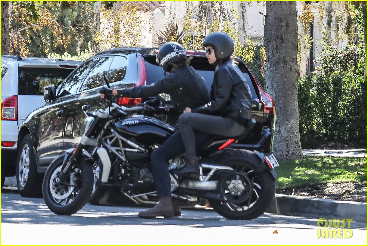 bradley cooper goes for a motorcycle ride with irina shayk 243806391