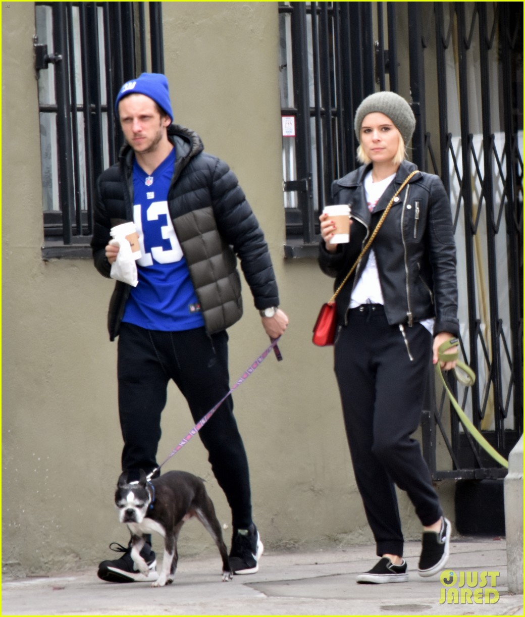 kate mara jamie bell take their dogs for a walk 033827975